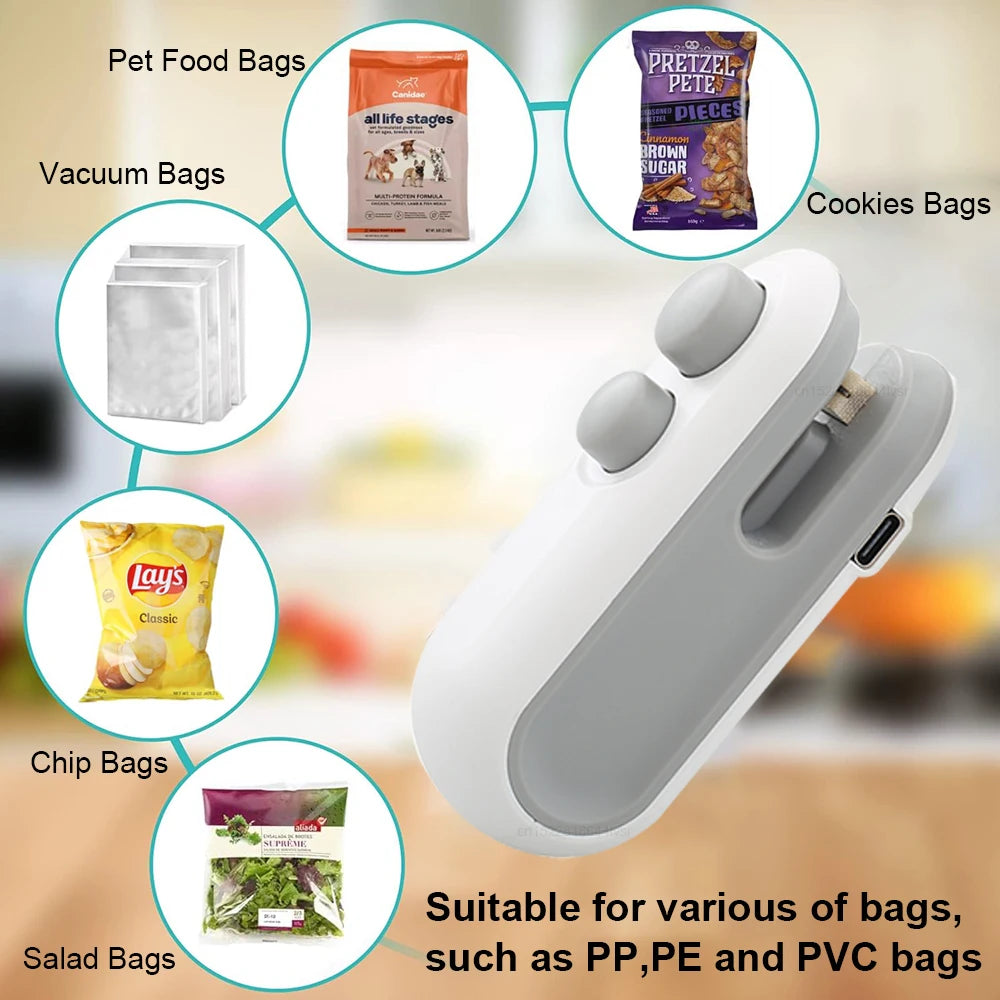 Zip Snap – Sellador de Bolsas Magnético con Cortador USB-C